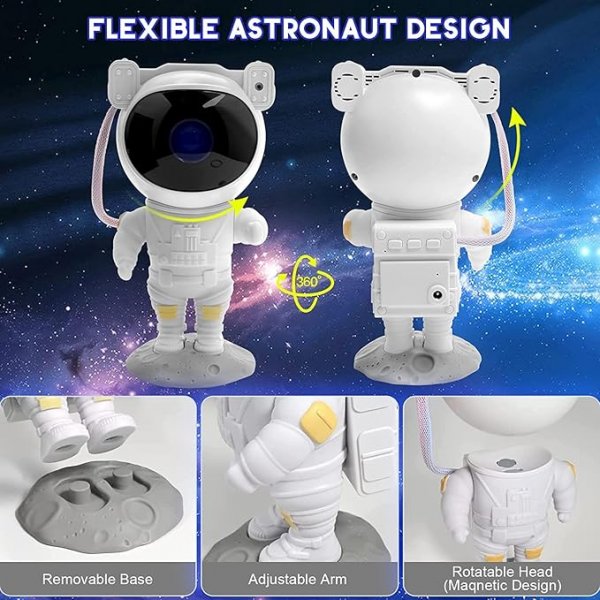 Astronaut Galaxy Projector Night Light - White